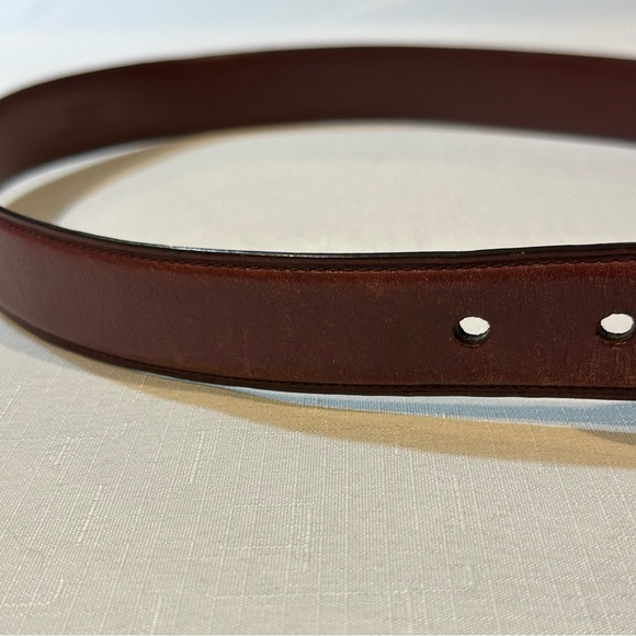 Lauren Ralph Lauren Brown Leather Belt Gold RLL Buckle Women’s Medium - Picture 3 of 16